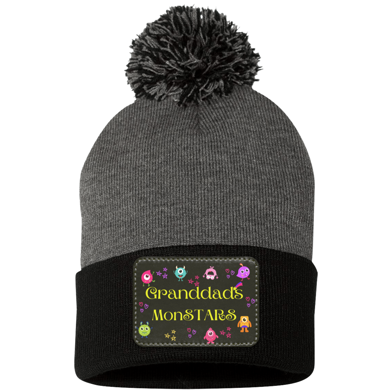 Granddad's MonSTARS Pom Pom Knit Cap - Patch