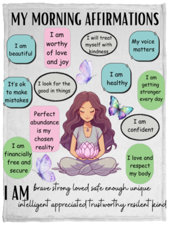 MY MORNING AFFIRMATIONS Cozy Plush Fleece Blanket - 30x40