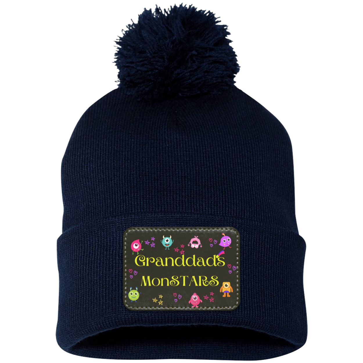 Granddad's MonSTARS Pom Pom Knit Cap - Patch