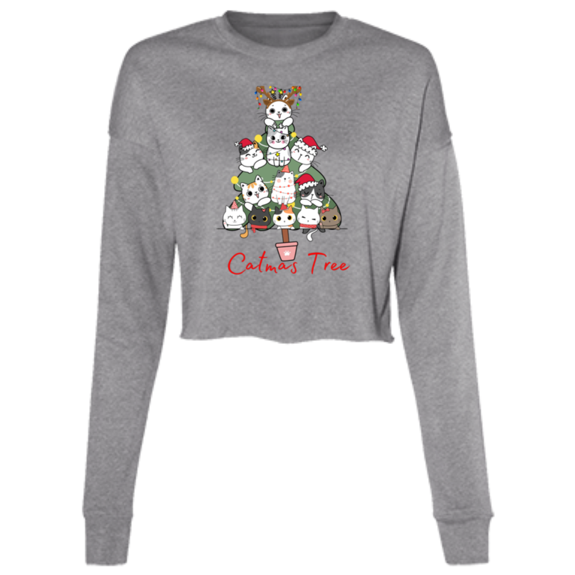 CatMas Tree for Crazy Cat Lady Cropped Fleece