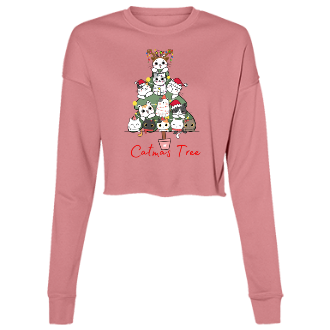 CatMas Tree for Crazy Cat Lady Cropped Fleece
