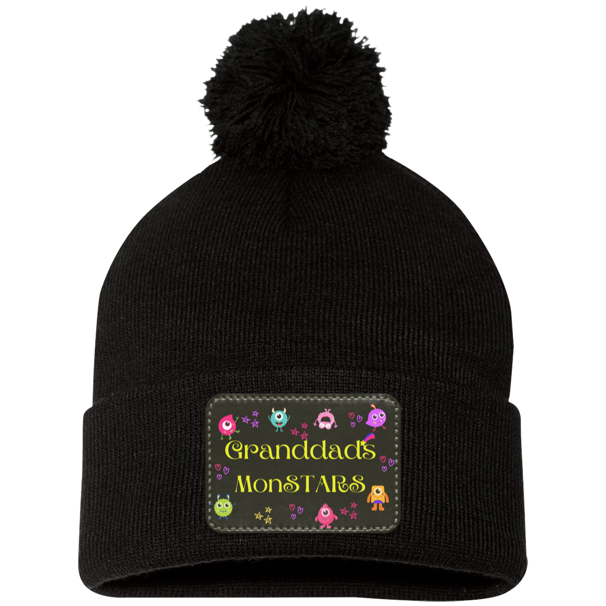 Granddad's MonSTARS Pom Pom Knit Cap - Patch