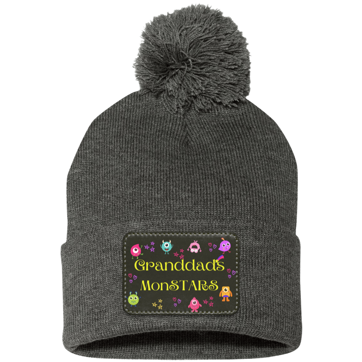 Granddad's MonSTARS Pom Pom Knit Cap - Patch