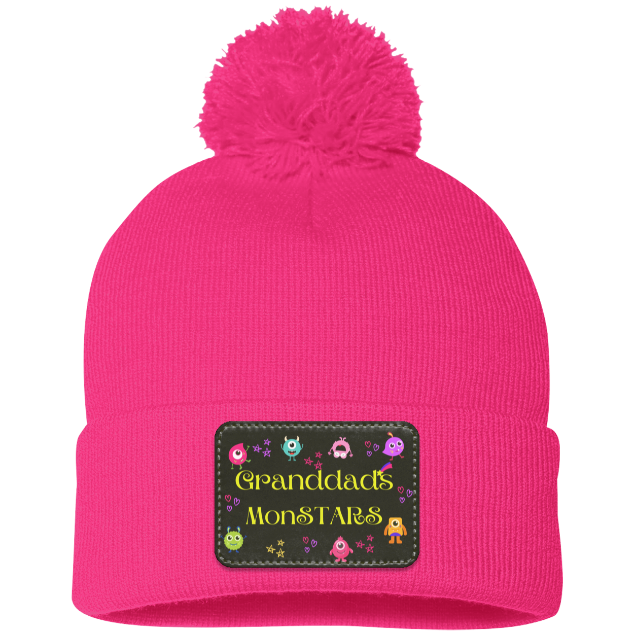 Granddad's MonSTARS Pom Pom Knit Cap - Patch