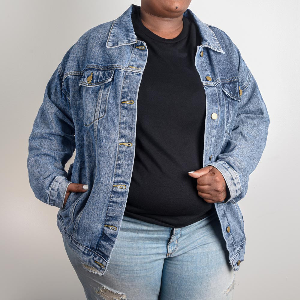 I'm a Lucky Girl oversized Jean Jacket is a perfect way to call in Abundance!