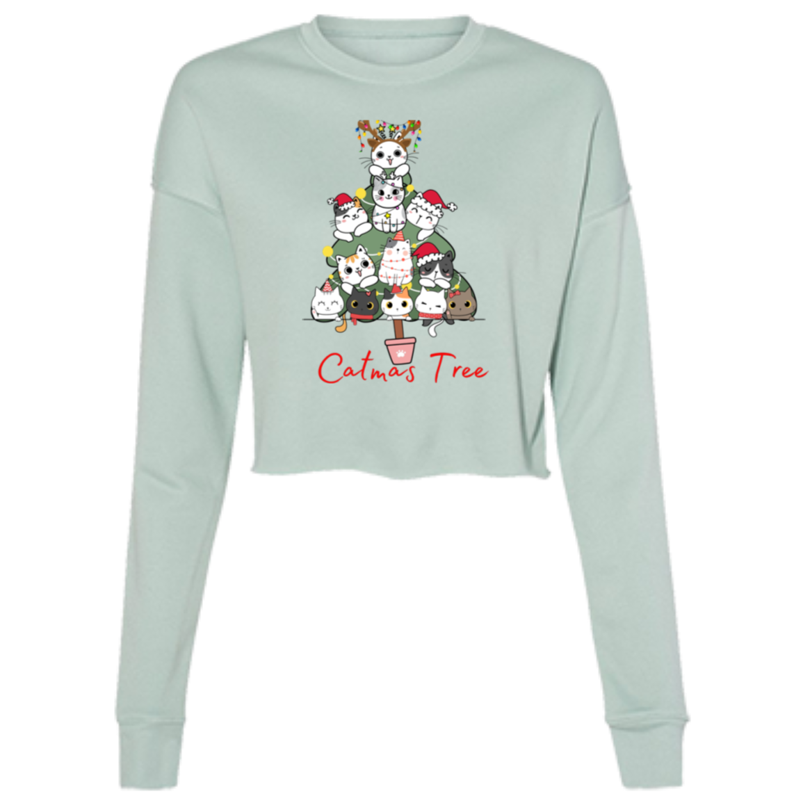 CatMas Tree for Crazy Cat Lady Cropped Fleece