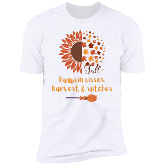 Fall= Pumpkin kisses, Harvest & Witches Premium Short Sleeve T-Shirt
