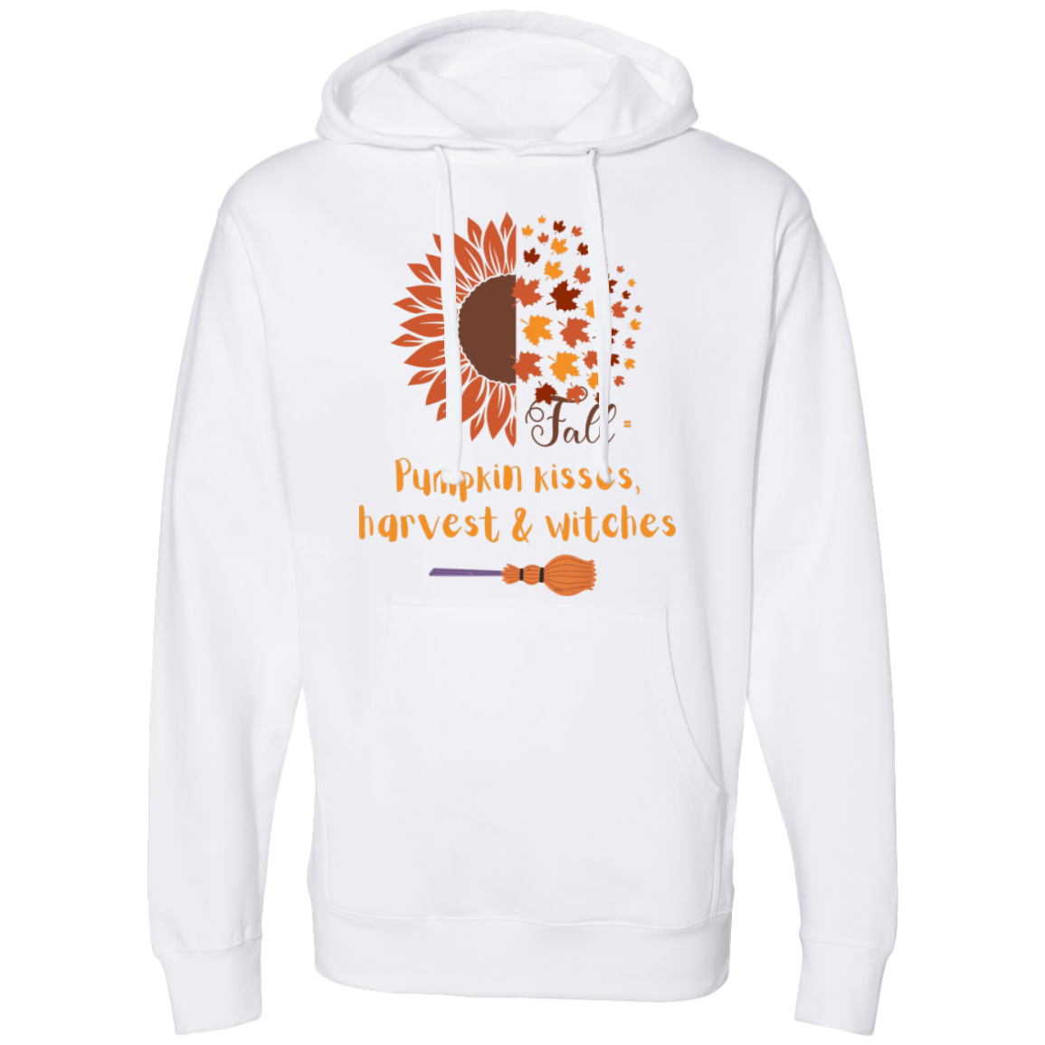 Fall=Pumpkin kisses harvest &witches  Midweight Hooded Sweatshirt