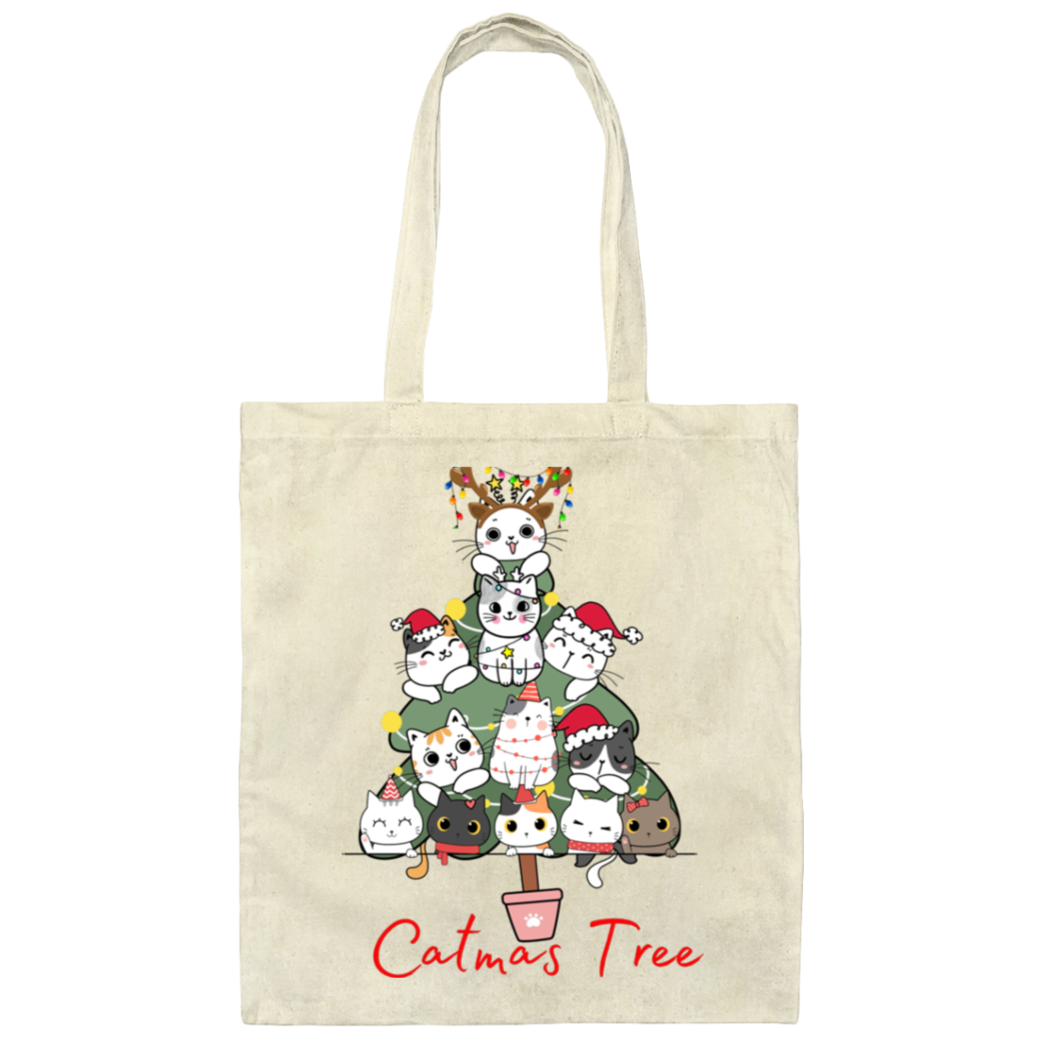 CatMas Tree for Crazy Cat Lady -Canvas Tote Bag