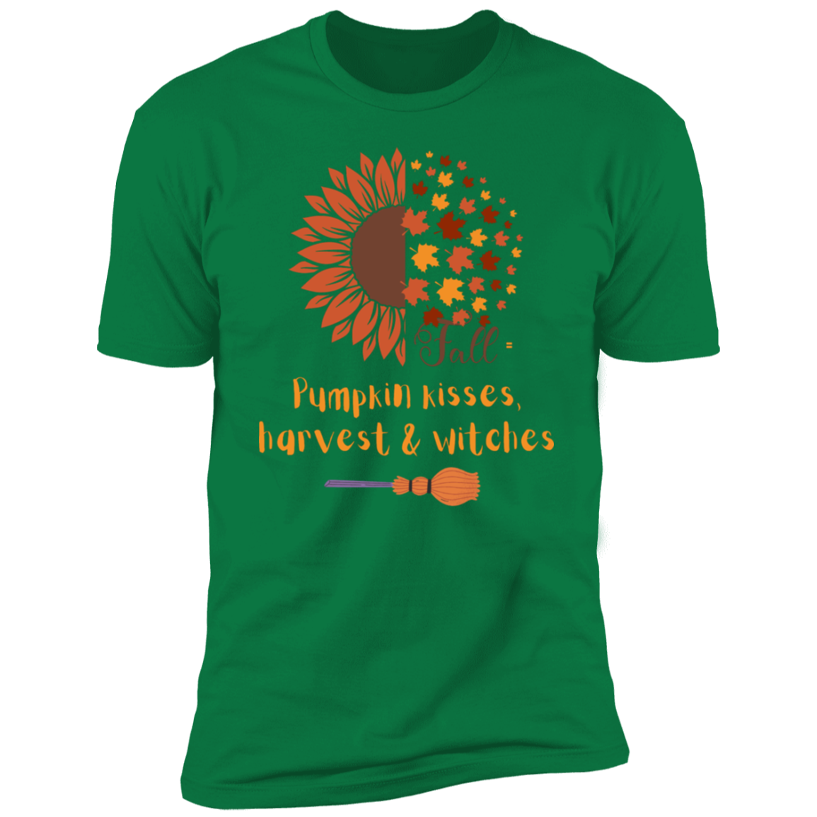 Fall= Pumpkin kisses, Harvest & Witches Premium Short Sleeve T-Shirt