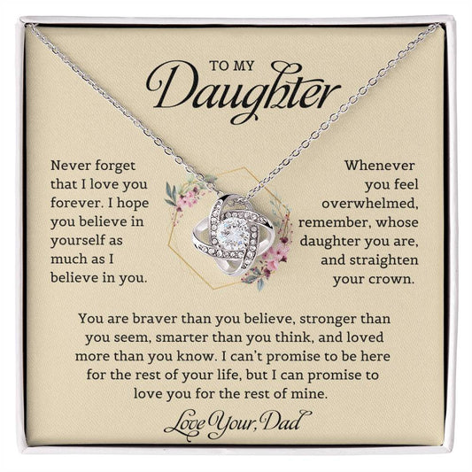 To My Daughter | Never Forget That I Love You - Love Knot Necklace
